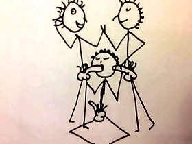 Short stickman animation of a young fit man giving two guys a blowjob fun stop motion cartoon by a55b4nd1t