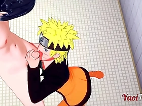 Naruto yaoi - naruto & sasuke having sex in school's restroom and cums in his mouth and ass. bareback anal creampie 1/2