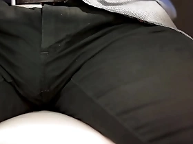 Cam under the table in the office his cock bulge...
